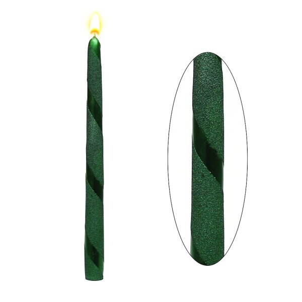 Leuchterkerze "Grün Metallic Spirale" 2,3 x 2,3 x 30 cm